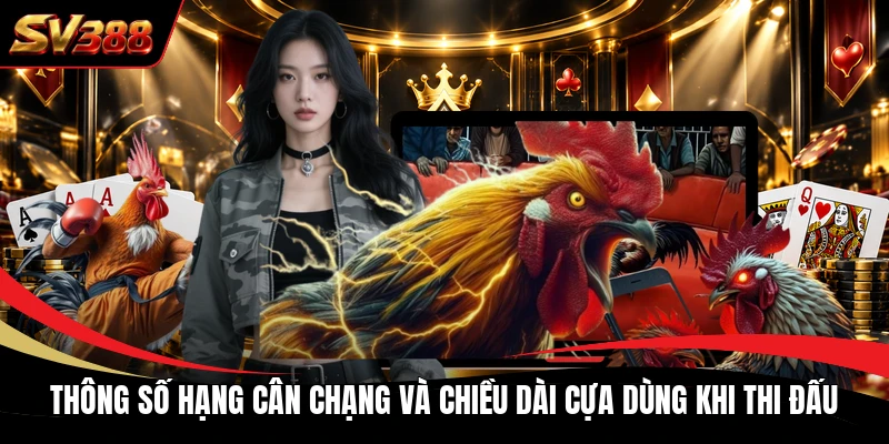 Thông số hạng cân chạng và chiều dài cựa dùng khi thi đấu